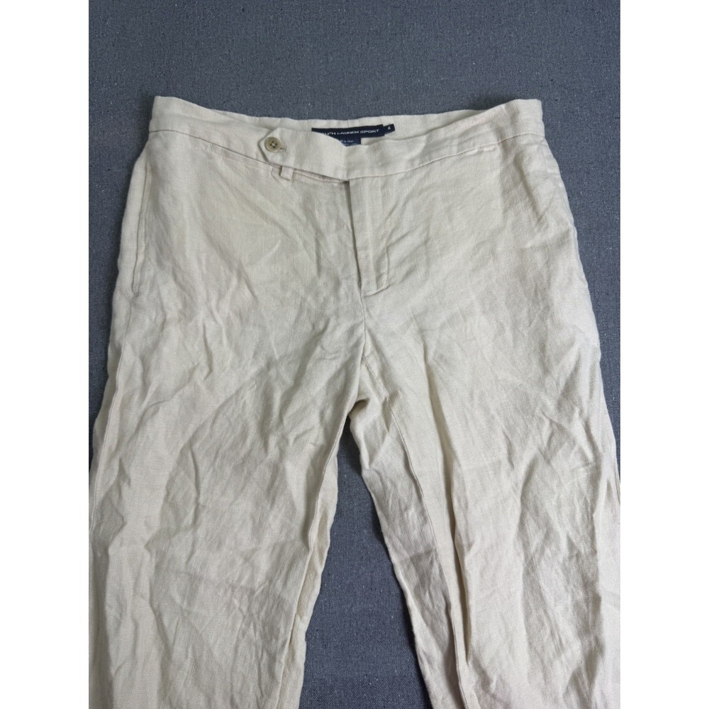 Ralph Lauren Women's Pants Size 4 Beige 100% Linen Wide Leg